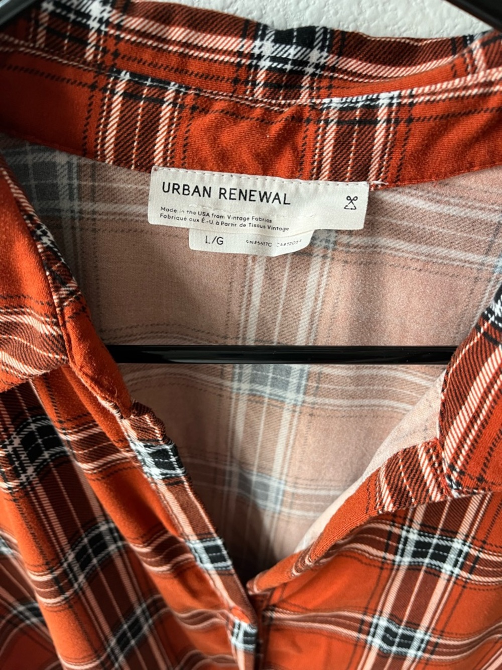 Urban Renewal Remnants Plaid Button-Down Shirt-Rust/orange, Cropped - Picture 4 of 4